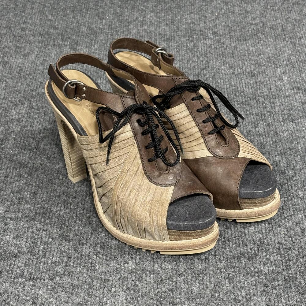 rag & bone Platform Heels Womens Size 6 Brown Lace Up Slingback Made Italy - Picture 2 of 16
